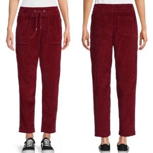 Time & Tru Red High Rise Cropped Pull On Ribbed Corduroy Pants Sz XL